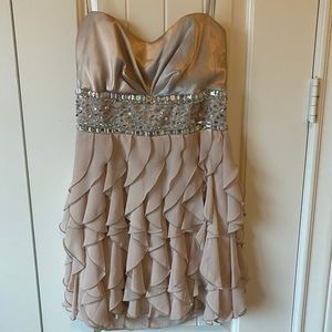 Champagne Strapless Dress w/ iridescent stones